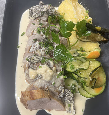Plat au restaurant dans les Cévennes, l’auberge du Cap